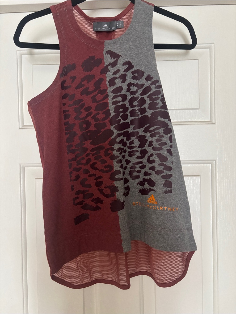 Adidas by Stella McCartney Maroon & Gray Leopard Print Athletic Tank